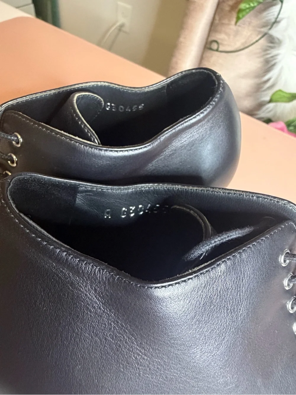 CHANEL black leather